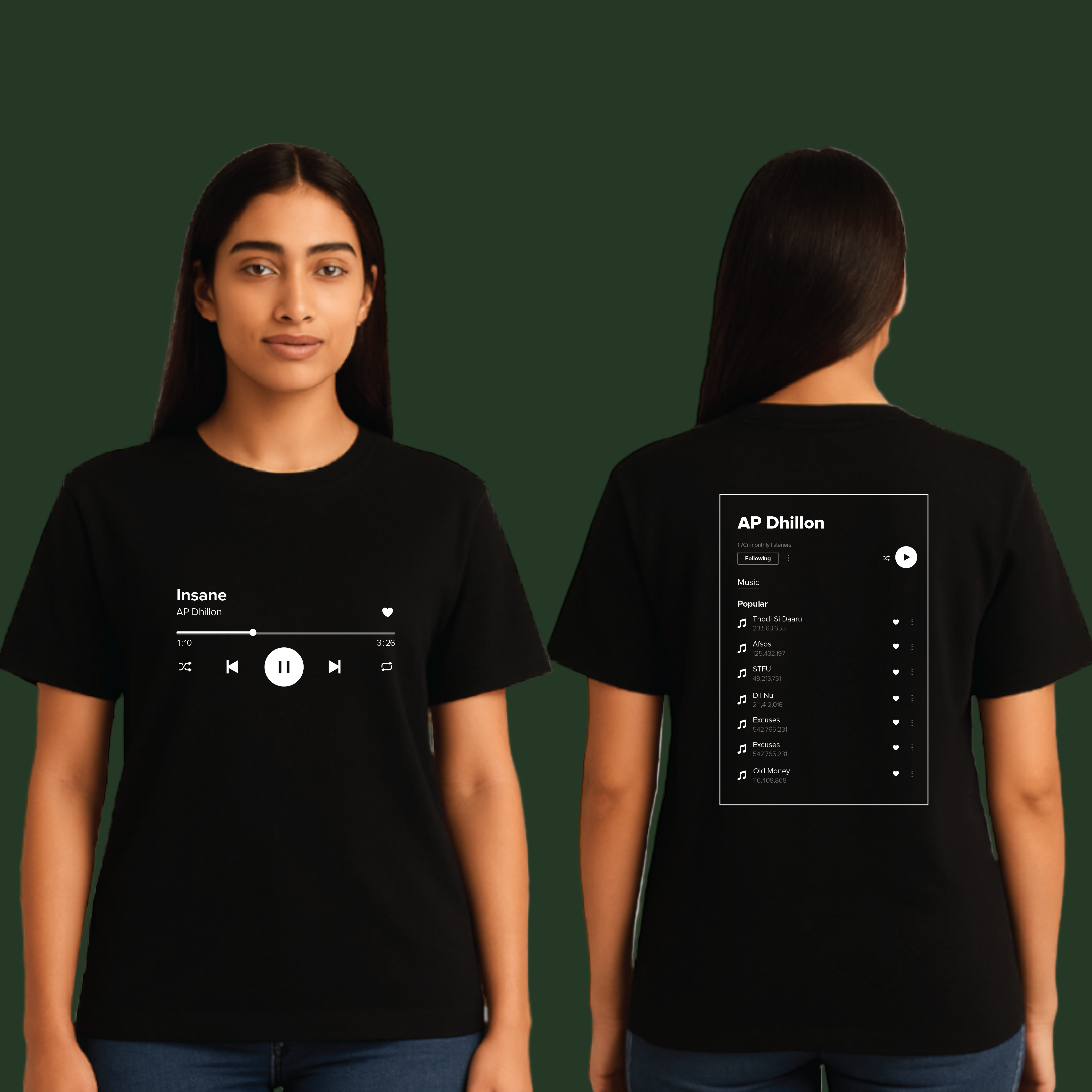 Ap Dhillon Playlist, T-Shirt, 100% Cotton